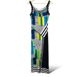 JOSEPH RIBKOFF Colorful Stretch Jersey Knit Maxi Dress MADE IN CANADA US Sz 4